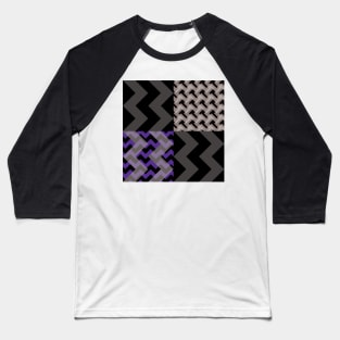 'Ziggy' - in Purple, Lilac and shades of Grey on a Black and Charcoal Grey base Baseball T-Shirt